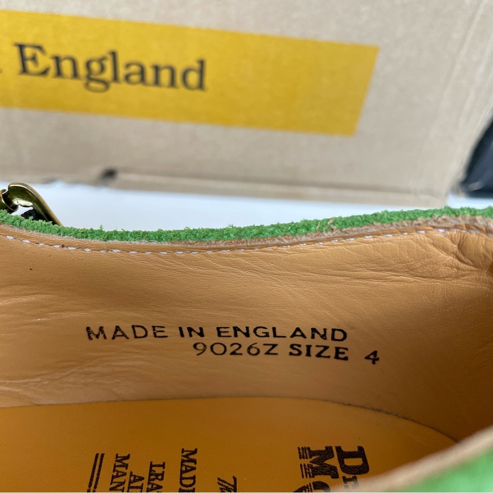 Vintage Dr. Martens England Green Suede Leather Point Toe Strap Mary Janes UK 4 - Picture 15 of 15